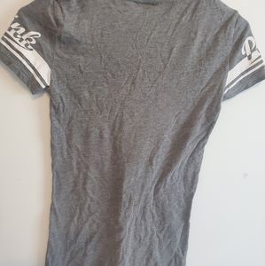 Grey and white pink dog tee